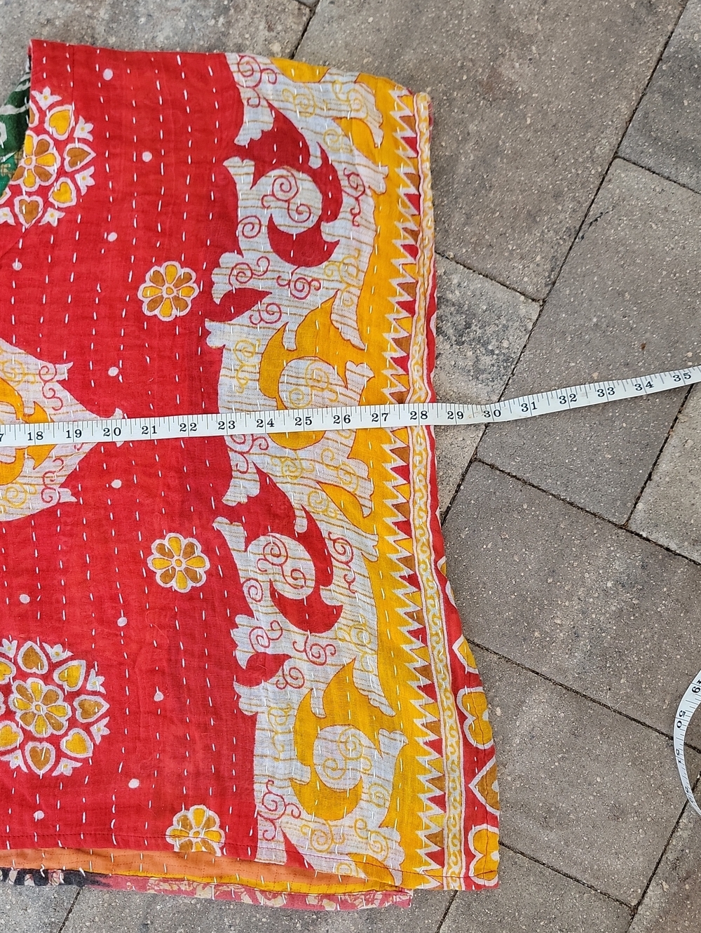 Kantha Boxy Cropped With Side Slits OS Fits Most Cotton - Picture 6 of 7